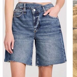 Free People Distressed Denim Boomerang Bermuda Shorts Jorts